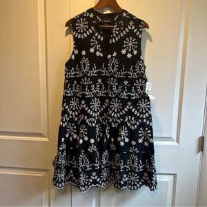 Karen Kane mango tango sleeveless black and white eyelet dress - size large, NWT